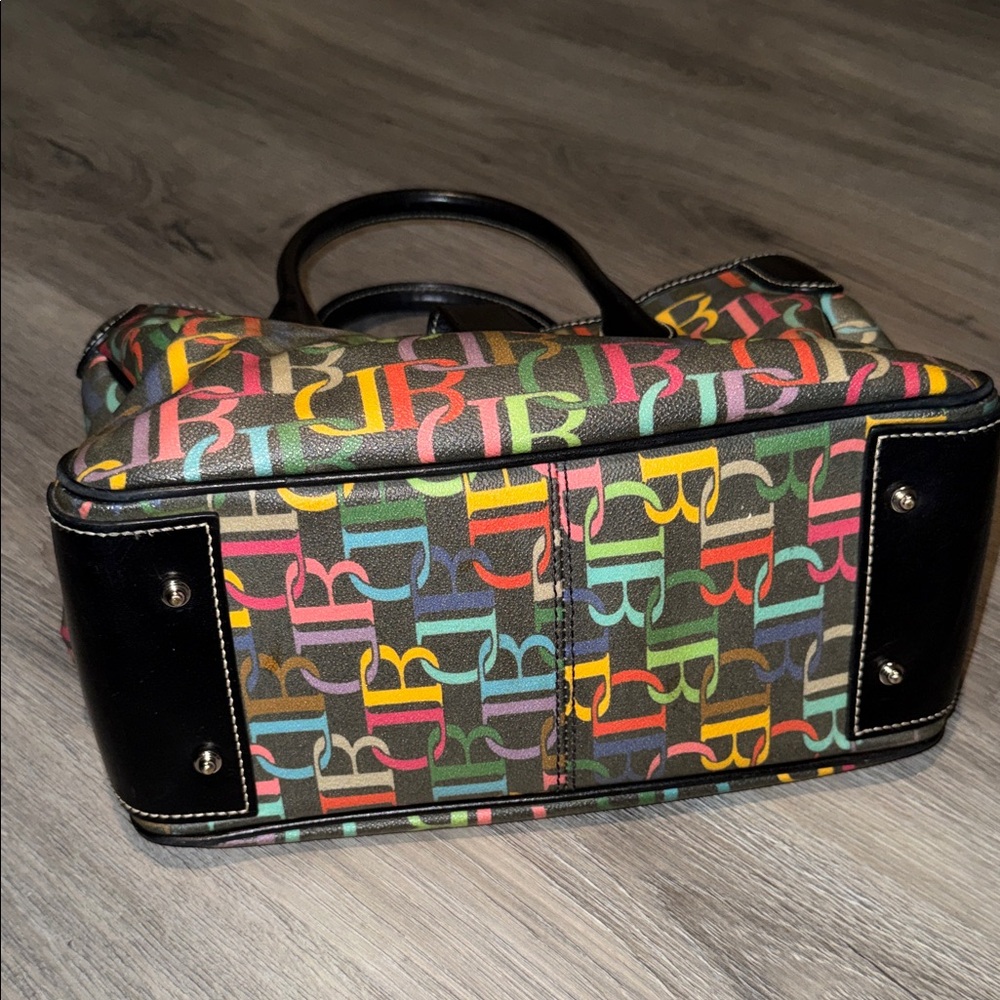 Dooney & Bourke Multi DB Logo Colorful Rainbow Satchel with Crossbody - Picture 2 of 4